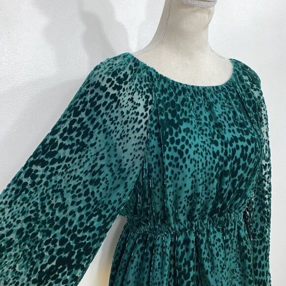ALC KAREN FOREST GREEN EMERALD VELVET BURNOUT TUNIC TOP - M - Picture 6 of 10